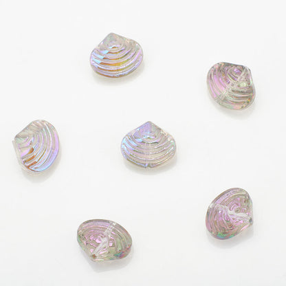 Electroplated Spiral Shell Glass Beads 14mm Iridescent Colors 30pcs 15