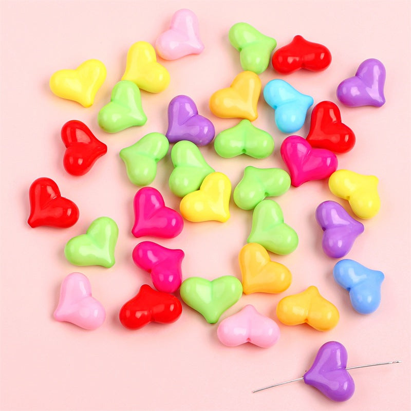 Peach Heart Acrylic Beads 17x21mm Glossy Pastel Mixed 40pcs 7