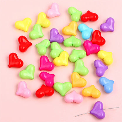 Peach Heart Acrylic Beads 17x21mm Glossy Pastel Mixed 40pcs 7