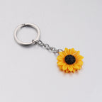 Sunflower Keychain Stainless Steel Yellow Petals Silver Gold Rose Gold 4
