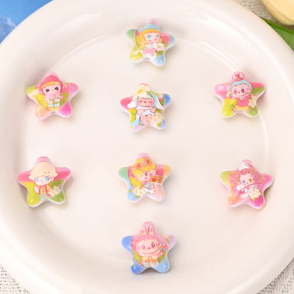 Oil Painting Texture Star Resin Beads 22mm Pastel Pop Mart 10pcs 2