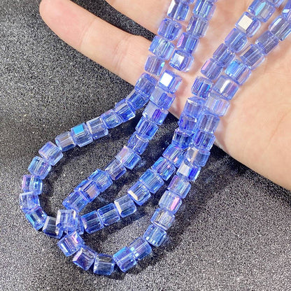 Square Transparent Glass Beads 8mm Clear Iridescent Shine 50pcs 9