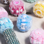 Floral Bubblegum Beads 20mm Bow Rose Cluster Polymer Clay 5pcs 3