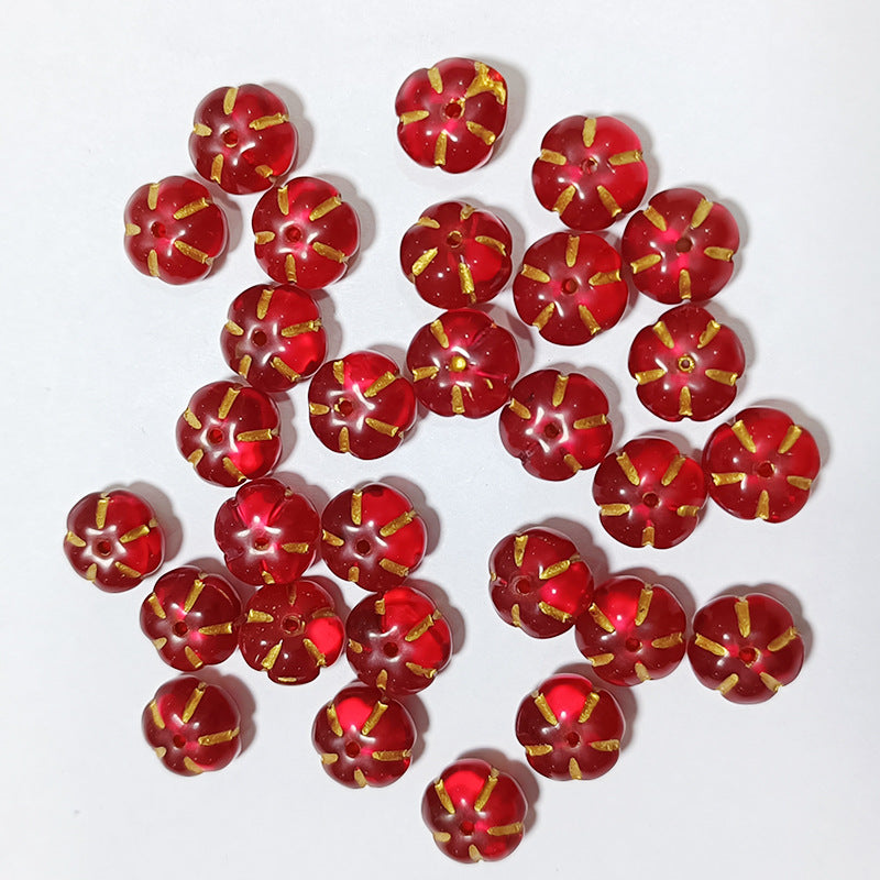 Czech Glass Beads Pumpkin 10mm Glossy Orange Gold 100pcs 12