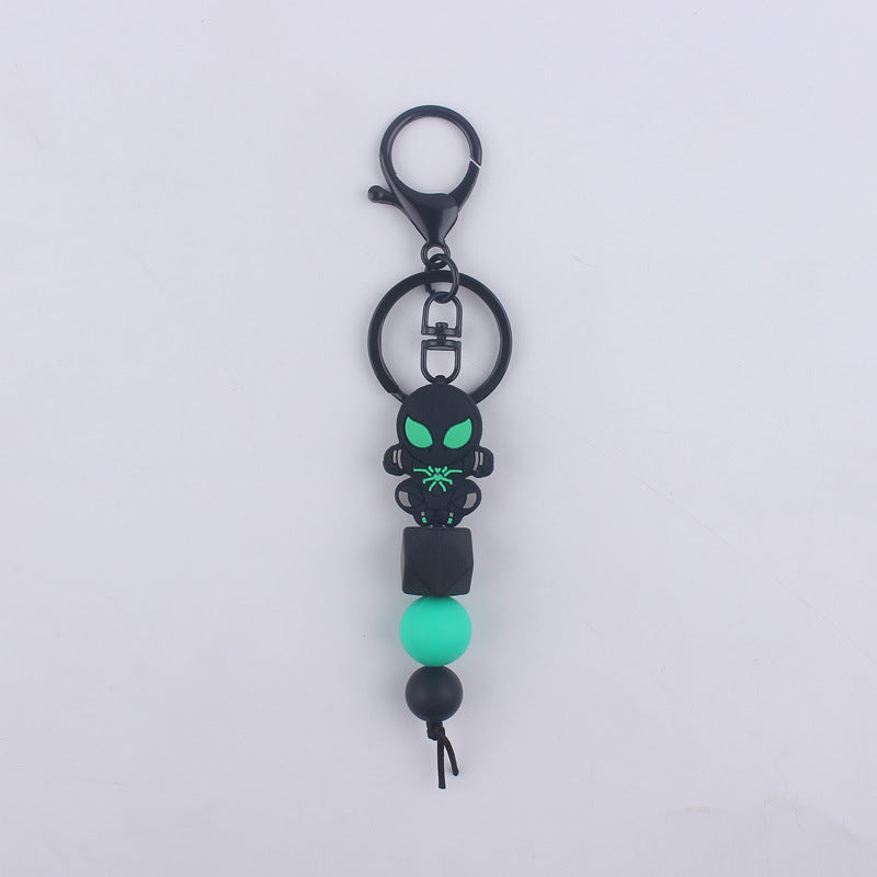 Halloween Silicone Bead Keychain Colorful Spooky Characters Durable 10