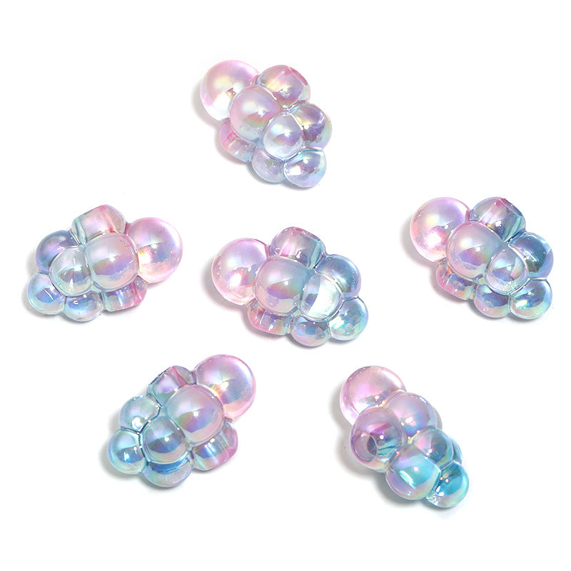 Plating 3D Cloud Acrylic Beads 16x24mm Transparent Iridescent 50pcs 8