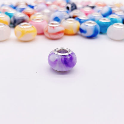 Acrylic Round Spacer Beads 14mm Ink Imitation Ceramic Large Hole 50pcs 8