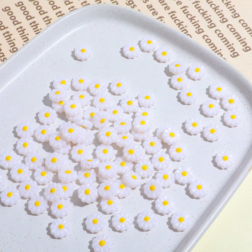 Imitation Shell Daisy Acrylic Beads 11mm Enamel Painted 20pcs 4
