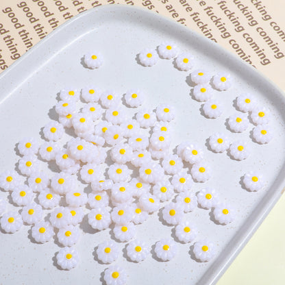 Imitation Shell Daisy Acrylic Beads 11mm Enamel Painted 20pcs 4