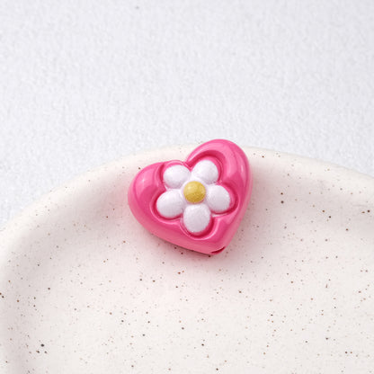 Floral Heart Acrylic Beads 21mm Colorful Mixed 50pcs 5