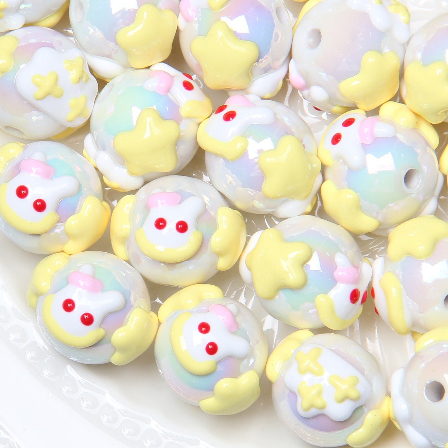 Hand Painted Duckling Cartoon Acrylic Beads 18mm 1pc 7
