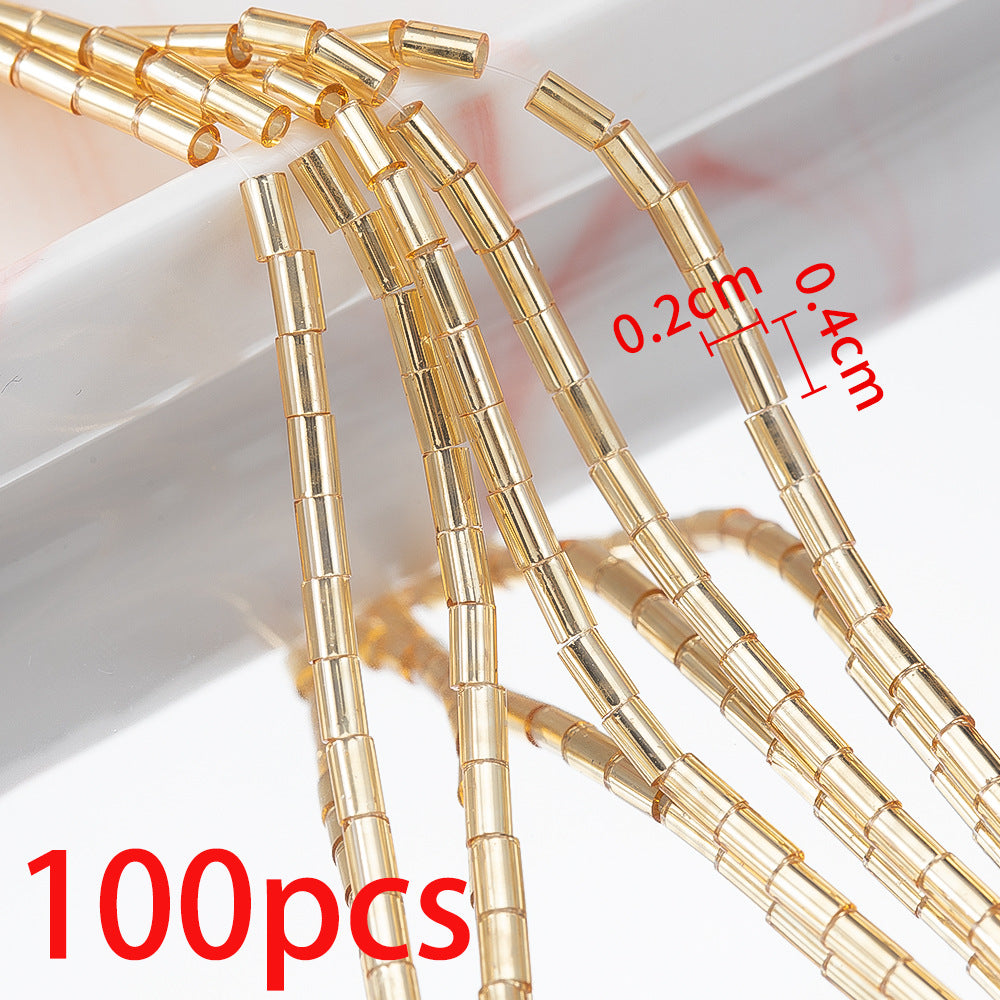 Glossy Metallic Color Bugle Glass Beads 4mm Plating 600pcs 2 Strands 2