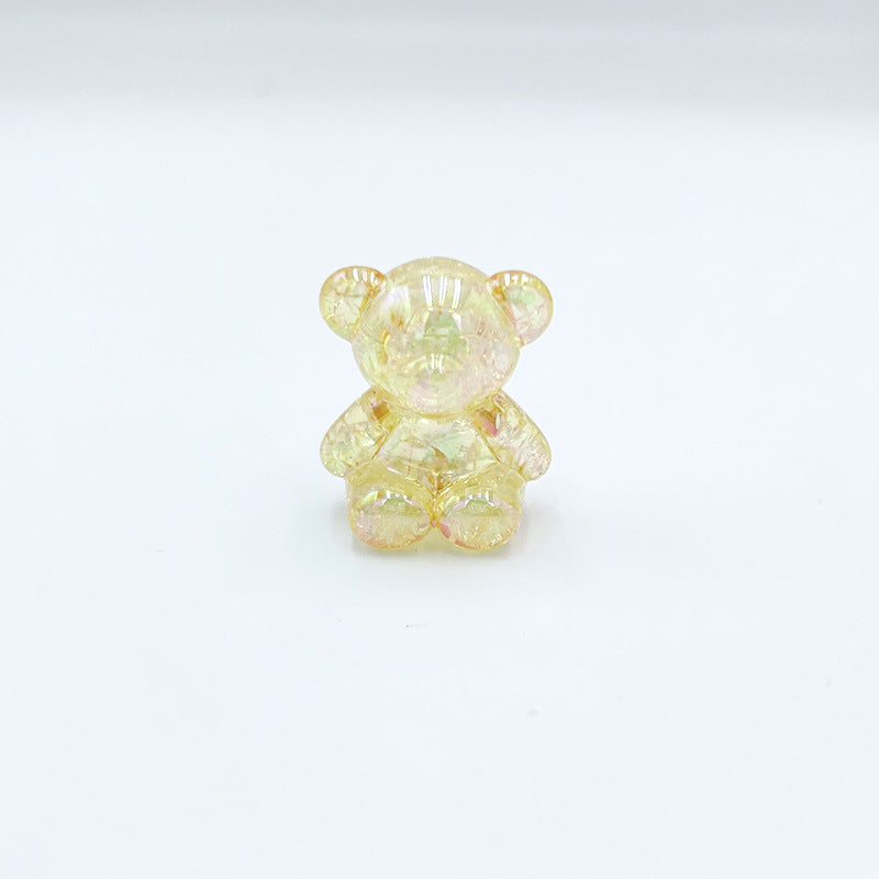 Crackle Bear Acrylic Beads 31mm Glossy Textured Pastel 5pcs 11