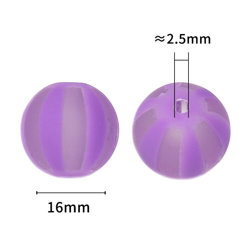 Rubberized Matte Striped Acrylic Beads 16mm Colorful Mixed 50pcs 3