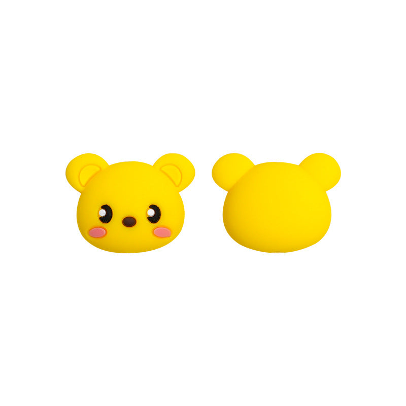 Silicone Focal Beads KT Cat Bear Faces Yellow Blue 20pcs 5