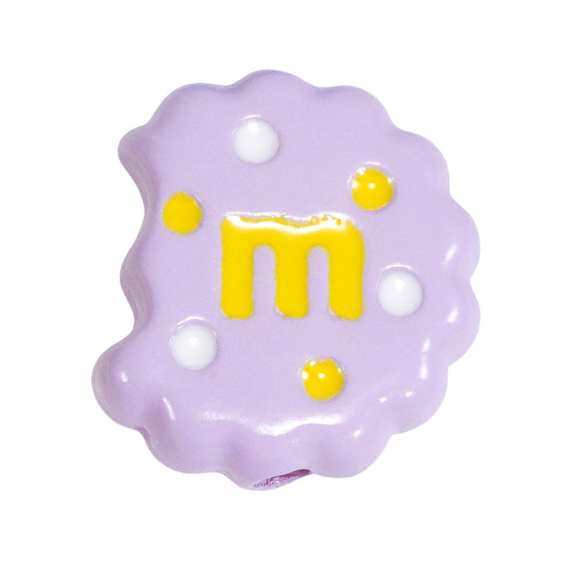 Hand Painted Bitten Cookie Acrylic Beads 22mm Enamel Glossy 10pcs 31