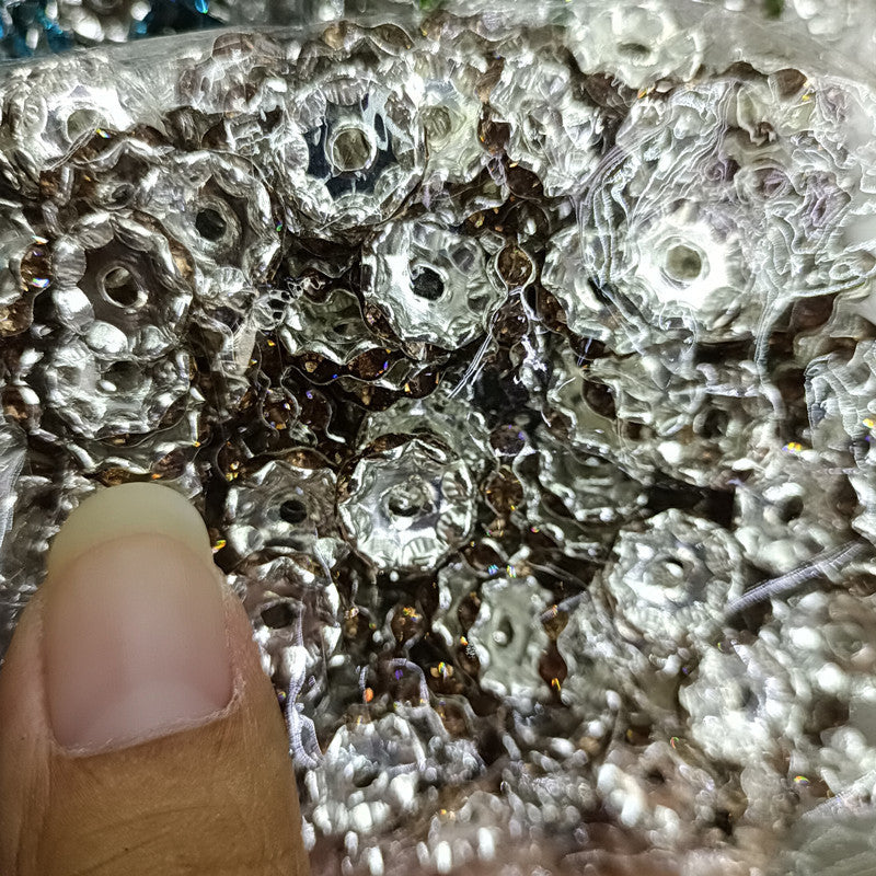 Rhinestone Wavy Spacer Beads 12mm Red Crystal 50pcs 14