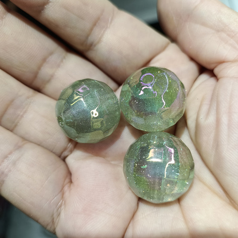 Plated Bubblegum Beads 20mm UV Faceted Glitter Disco 50pcs 3