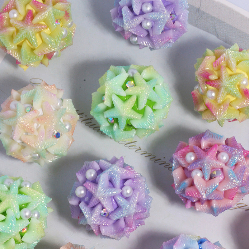 Embellished Bubblegum Beads 20mm Gradient Star Cluster Pastel 10pcs 2