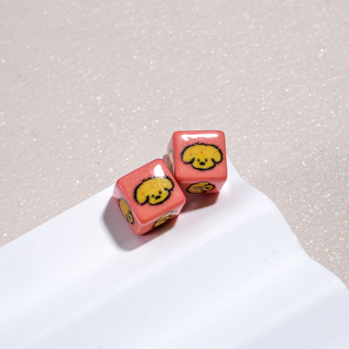 Tiny Cartoon Pattern Printed Acrylic Square Beads 10mm Glossy 30pcs 8