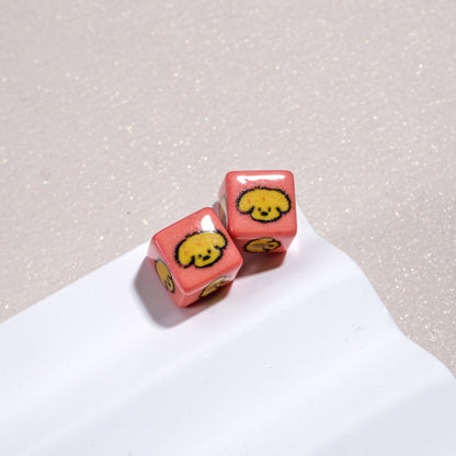 Tiny Cartoon Pattern Printed Acrylic Square Beads 10mm Glossy 30pcs 8