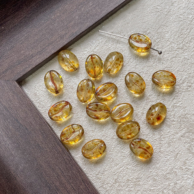 Vintage Czech Coffee Bean Lampwork Glass Beads 8x11mm 10pcs 21