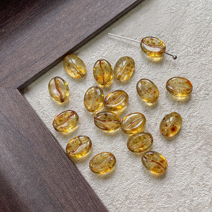 Vintage Czech Coffee Bean Lampwork Glass Beads 8x11mm 10pcs 21