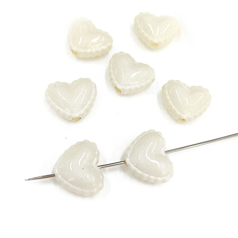 Glossy Painted Lace Heart Acrylic Beads 18mm Colorful Pastel 50pcs 14