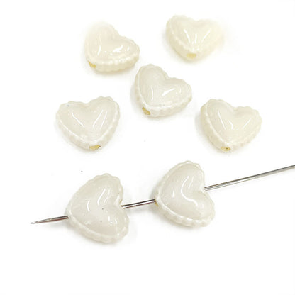 Glossy Painted Lace Heart Acrylic Beads 18mm Colorful Pastel 50pcs 14