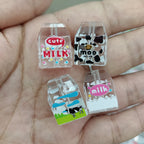 Transparent Milk Box Acrylic Beads 15x20mm Colorful Prints 100pcs