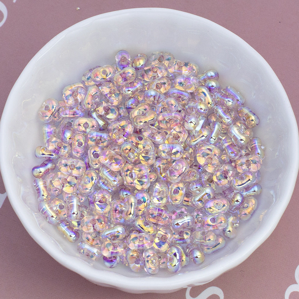 Acrylic Peanut Spacer Beads 4x6mm Transparent Plating Filled 50pcs 9