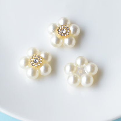 Flat Snowflake Acrylic Beads 15-25mm Pearly White ABS Plastic 100pcs 3