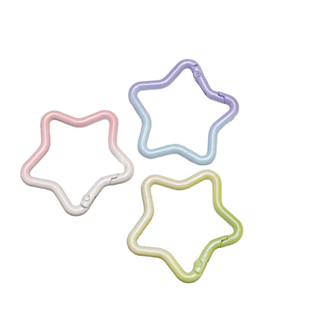 Alloy Gradient Pearlescent Star Trigger Spring Keyrings 4pcs 43mm 5
