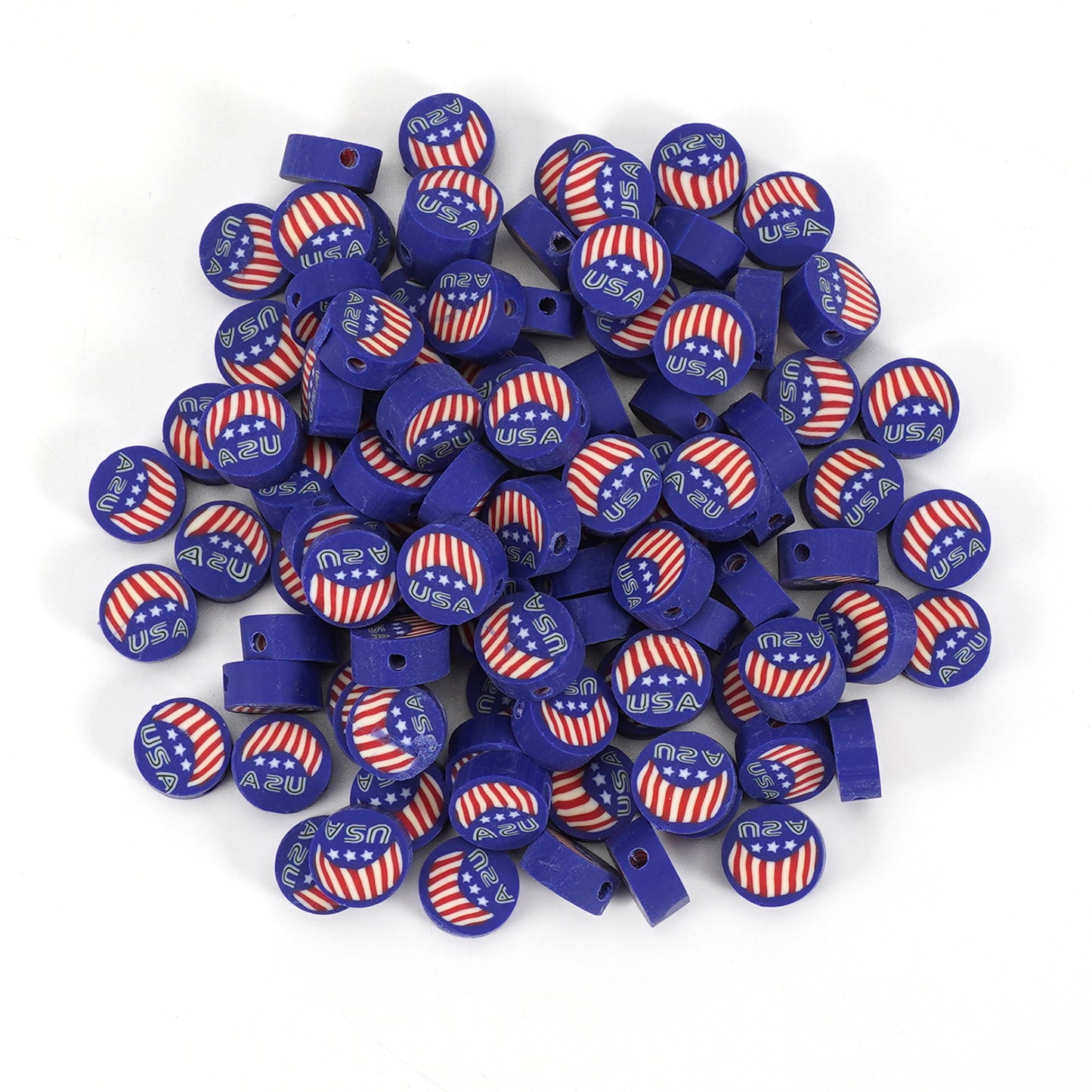 Geometric Clay Beads American Flag Colors Patriotic Design 200pcs 12