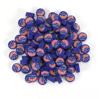 Geometric Clay Beads American Flag Colors Patriotic Design 200pcs 12