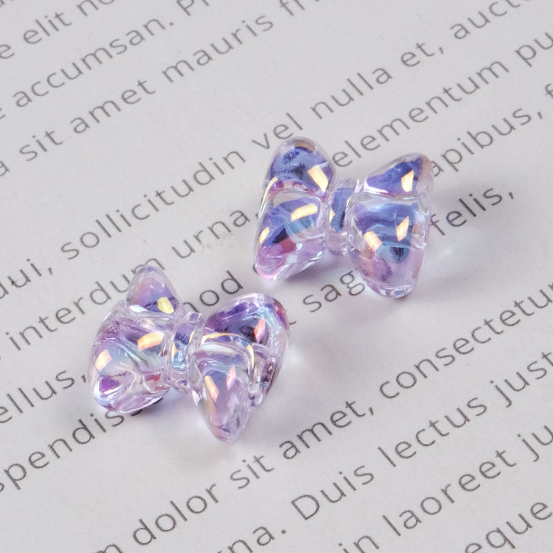 Transparent Plating Bow Acrylic Beads 15.6*14mm Candy Colored 100pcs 4