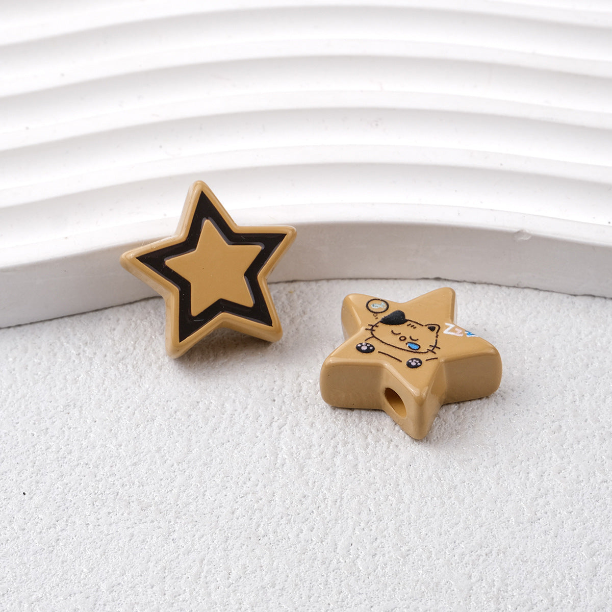 Star Acrylic Beads 22mm Cat Pattern Glossy Colorful 20pcs 7