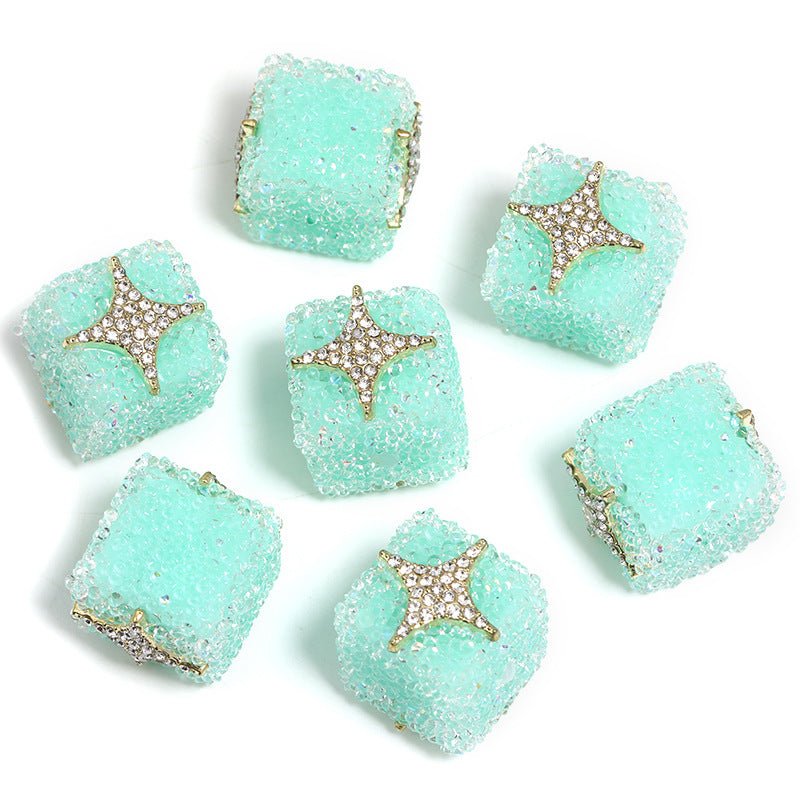 Butterfly Pentagram Cube Rhinestone Beads 22mm Vibrant Metal Embellished 5pcs 28
