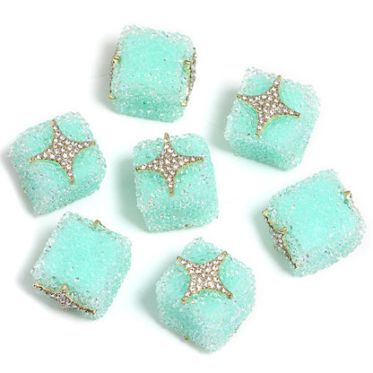 Butterfly Pentagram Cube Rhinestone Beads 22mm Vibrant Metal Embellished 5pcs 28