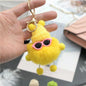 Fluffy Pom Pom Monster Doll Keychain with Sunglasses and Knitted Hat 11
