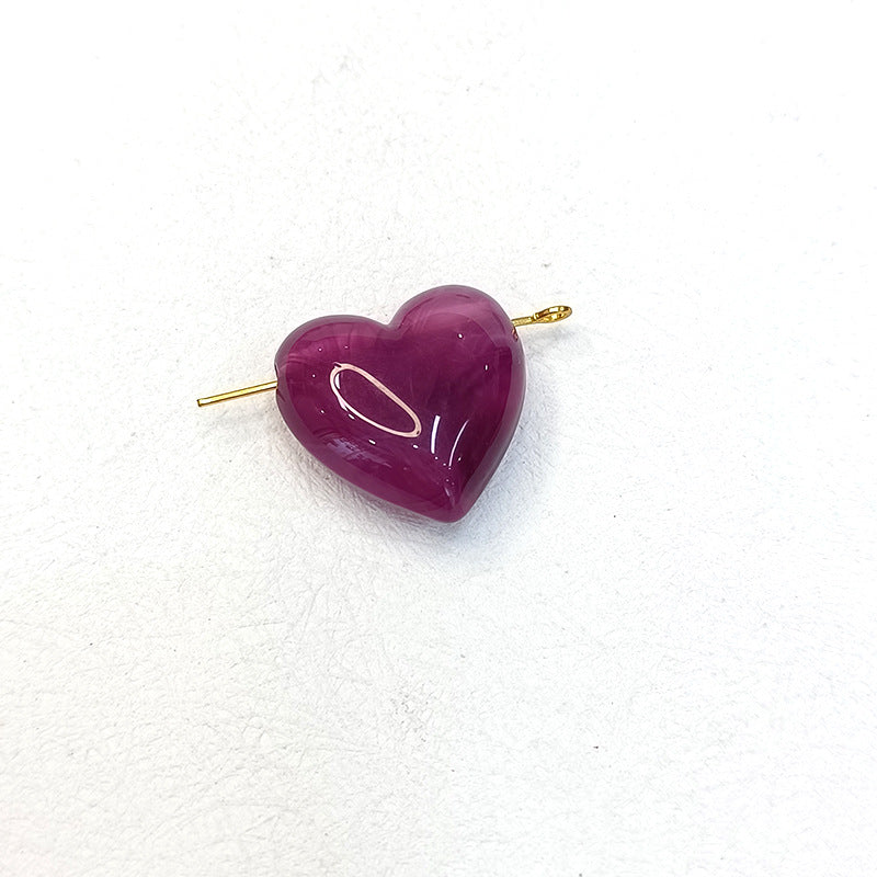 Fluid Ink Color Heart Acrylic Beads 21mm Glossy Marbled Swirls 50pcs 11