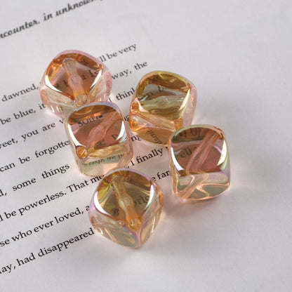 Transparent Flat Square Acrylic Beads 15mm Candy Colors 50pcs 7
