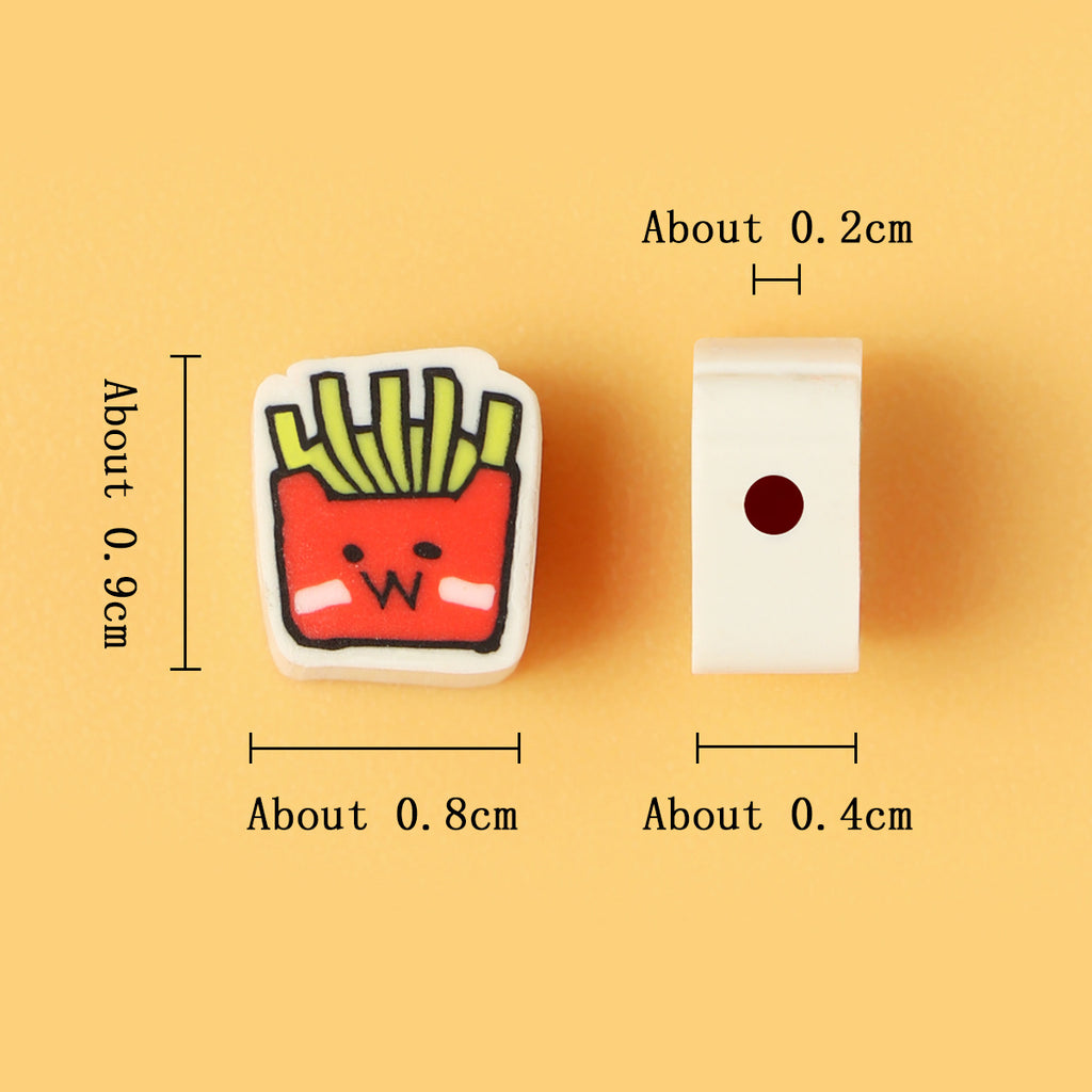 French Fries Clay Beads 9mm Polymer Colorful Food Pattern 100pcs 2