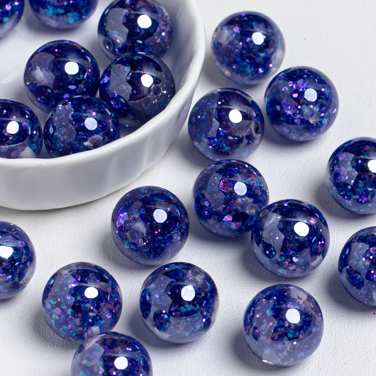 Radiant Glitter Filled Resin Beads 16mm Round Multicolor 10pcs 11