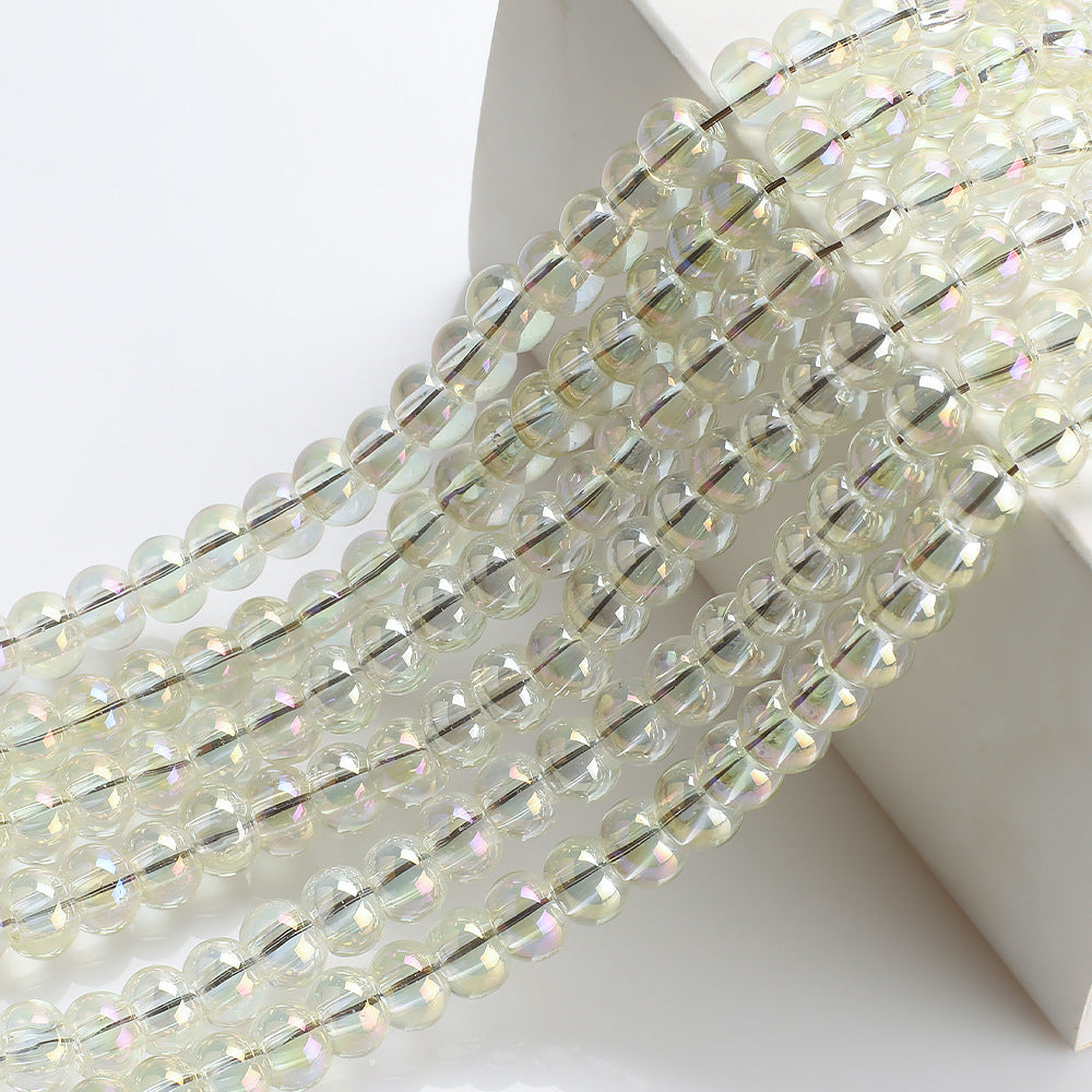 Electroplated Glass Beads 8 10mm Large Hole Rainbow Finish 50pcs 16