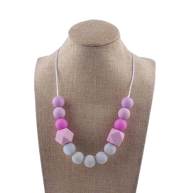Silicone Beaded Keychain Necklace Matte Marble Hexagon Beads 8
