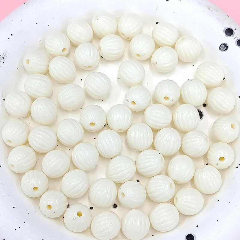 Painted Round Acrylic Beads 12mm Creamy Pumpkin Matte 100pcs 9