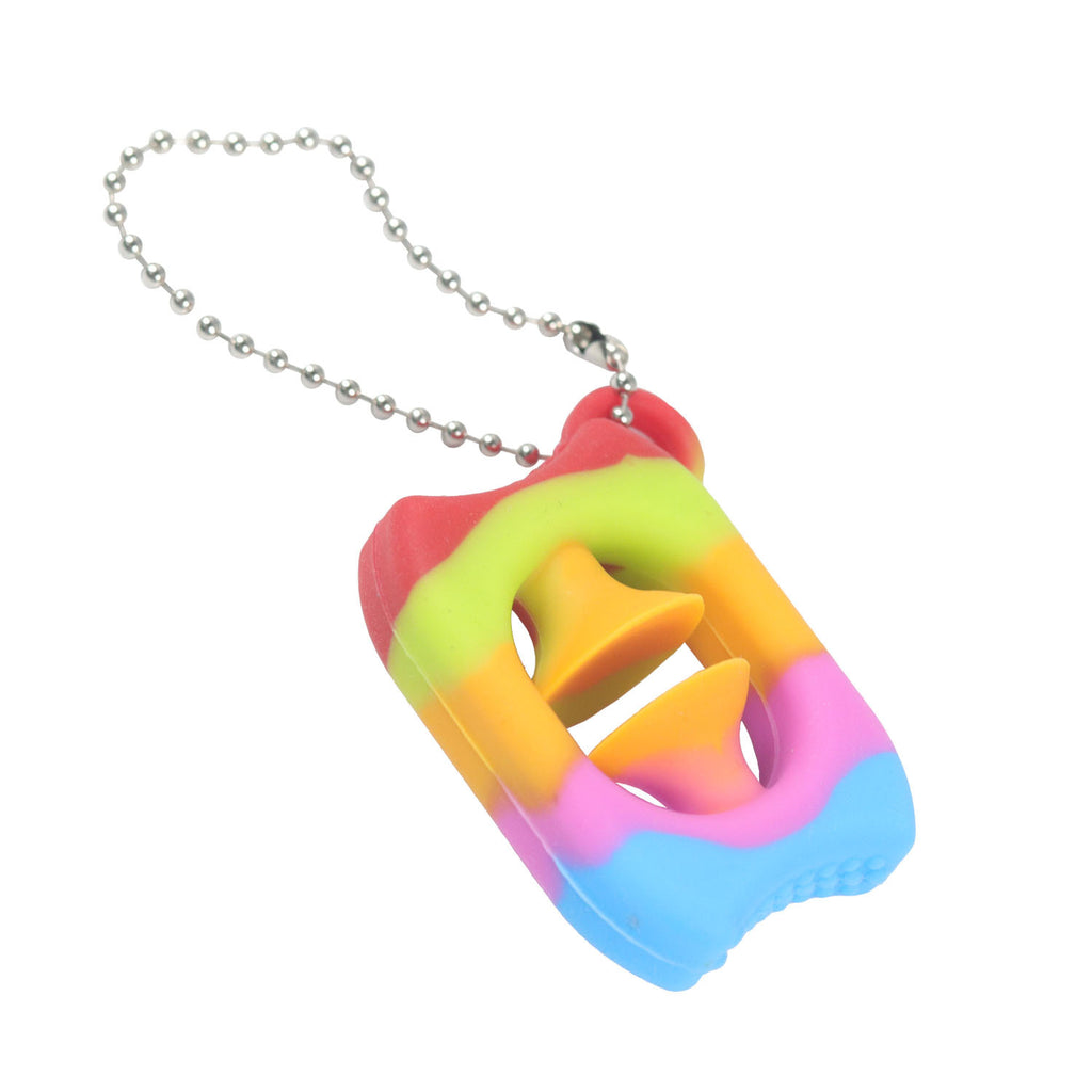 Silicone Gripper Hand Snapper Keychain Rainbow Stress Relief Toy 5