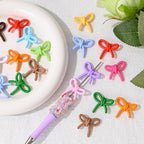 Colorful Hollow Bow Acrylic Beads 27mm Mixed Colors 100pcs