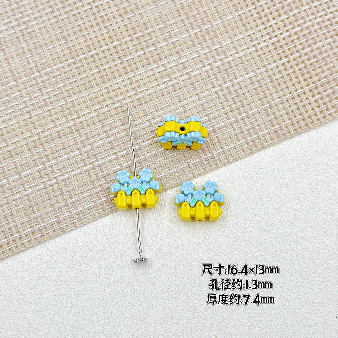 Flower Butterfly Metal Beads 16-20mm Baking Painted Glossy Finish 10pcs 9